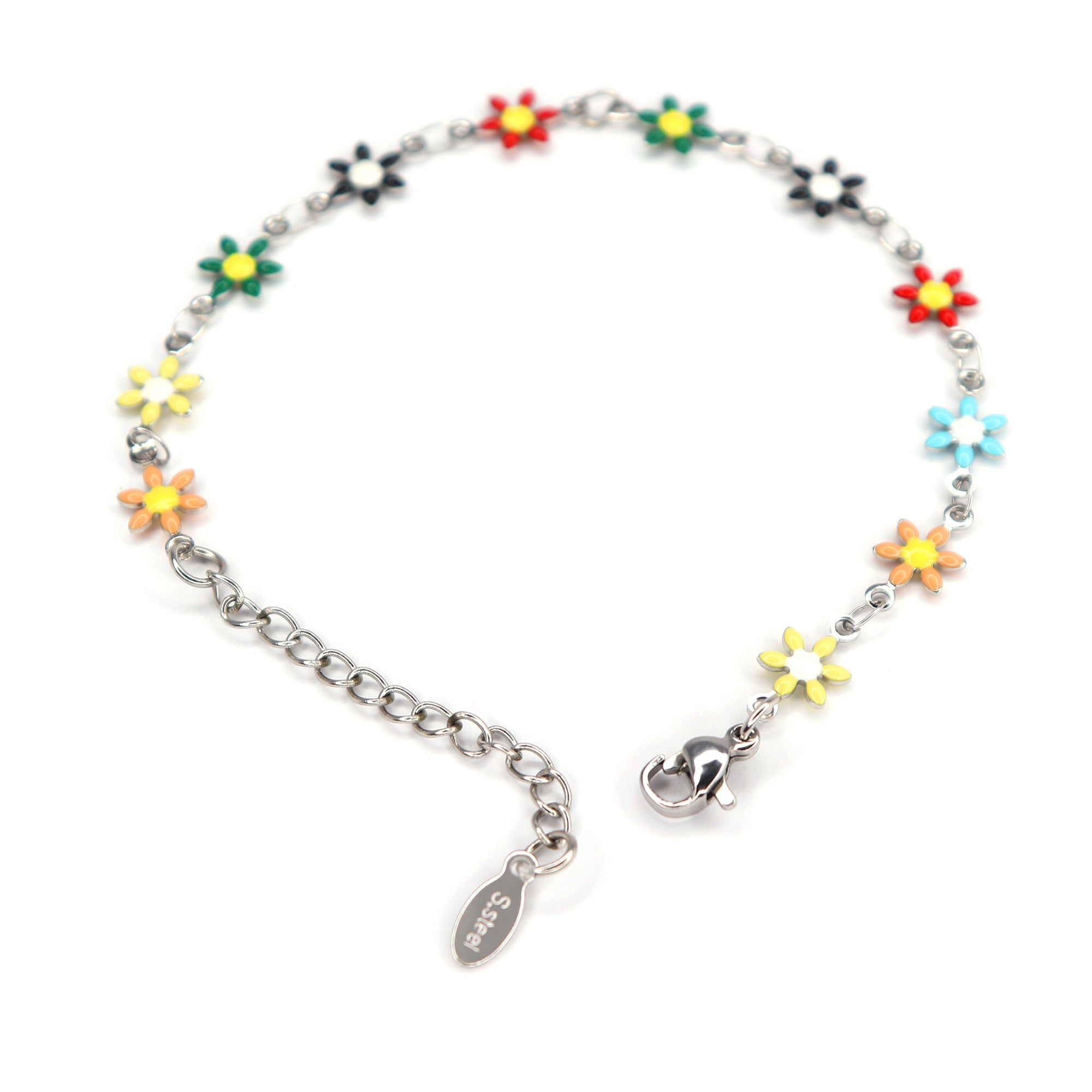 Rainbow Bloom Bracelet | 18K White Gold Plated | Anti Tarnish Jewellery