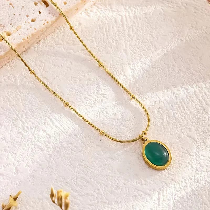 Aurora Emerald Necklace | 18K Gold Plated