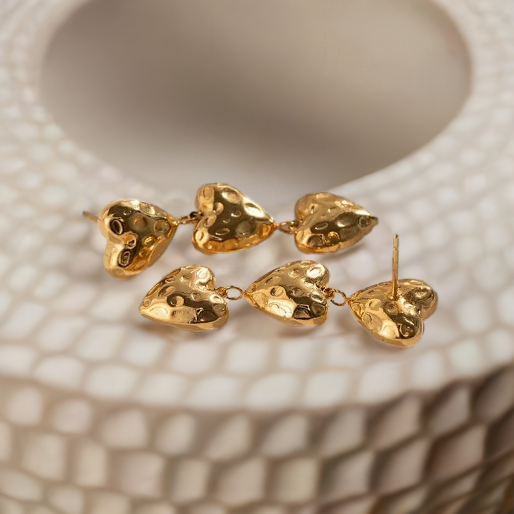Lover's Trio Dangle Earring | 18K Gold Plated