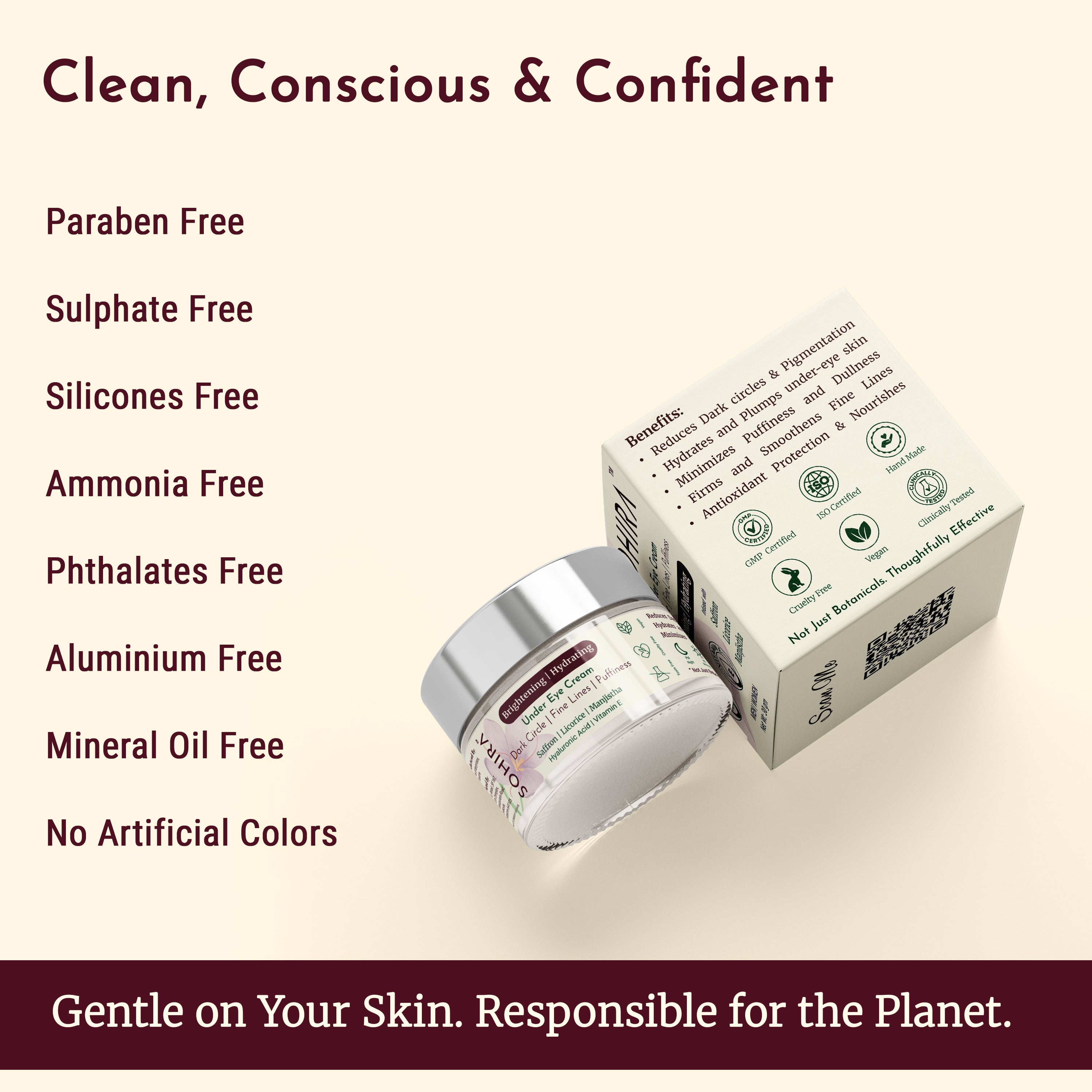 SOHIRA Under Eye Cream for Men & Women | Dark Circle, Puffiness & Fine Lines -30gm